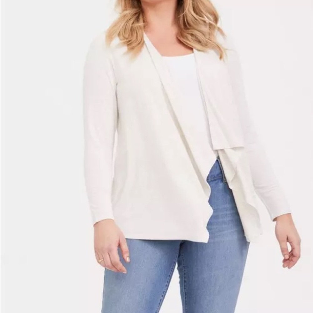 Torrid Drape Front Cardigan Super Soft White Size 4